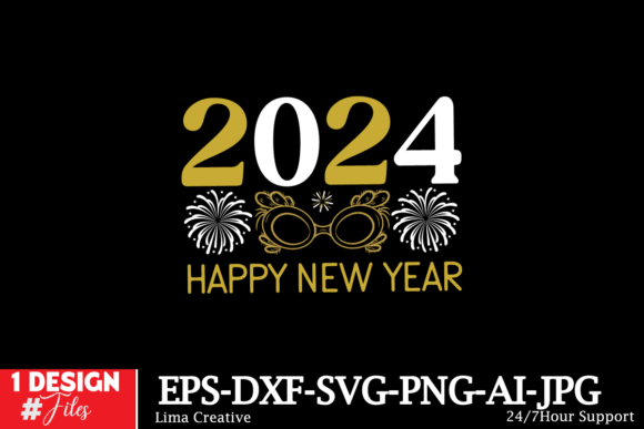 2024 Happy New Year SVG Cut File for Graphics and T-Shirt Designs