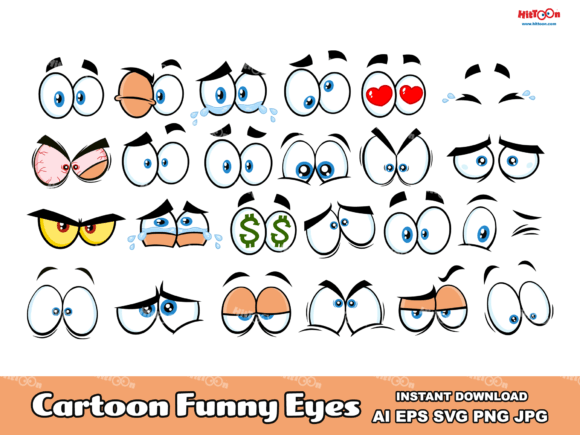 Cartoon Funny Eyes Collection Set: Fresh Graphics & Illustrations