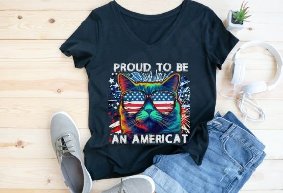 Funny 4th of July Cat Png Graphics for T-Shirt Designs