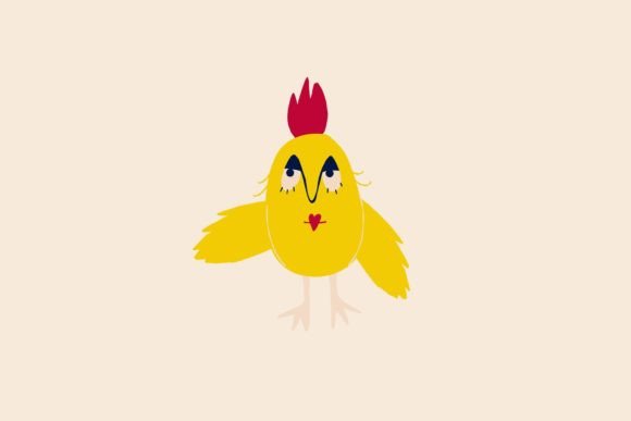 Funny Chicken with a Smiling Face SVG Graphics and Illustrations