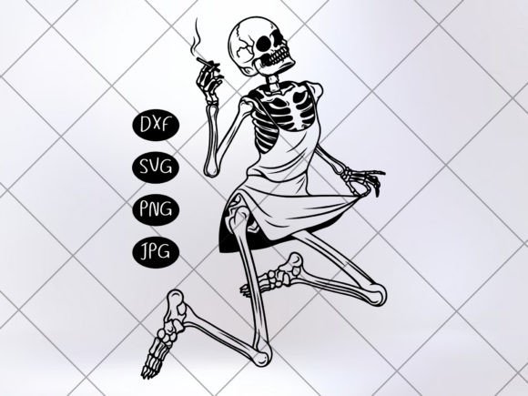 Funny Smoking Skeleton Women Svg Review