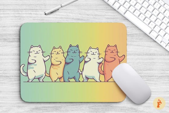 Mouse Pad Doodle of Funny Cats Dancing Graphics Backgrounds