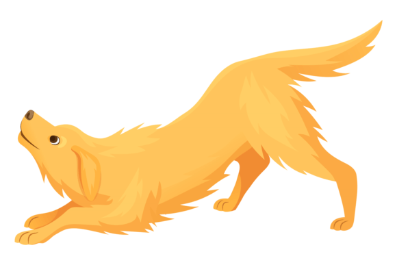 Playful Dog Character. Funny Golden Retr Graphics and Illustrations