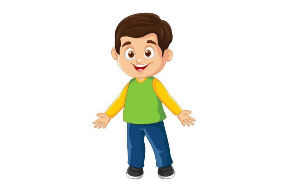 Vector Cartoon Funny Little Boy Posing: Graphics for Illustrations