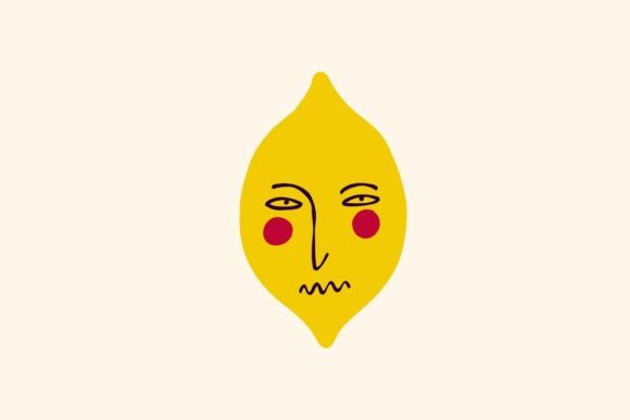 Yellow Lemon with a Cute Face SVG: Graphics for Real Brands